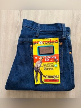 Vintage Wrangler Prorodeo Cowboy Cut Denim Jeans Sz 34x30 Made In USA Deadstock